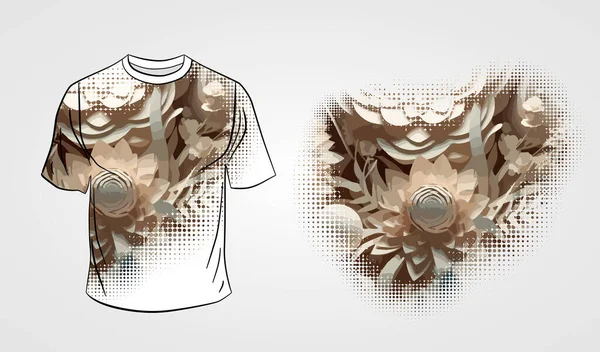 Face Avant Shirt Blanc Isolé Sur Fond Gris Avec Sujet — Image vectorielle