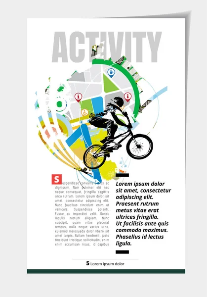 Homme Actif Bmx Rider Fond Sportif Abstrait Vecteur — Image vectorielle