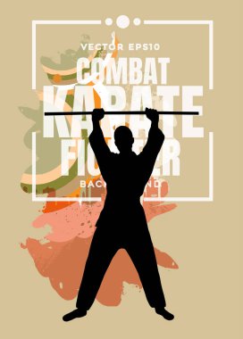 Genç erkek karate savaşçısı. Sağlıklı bir yaşam tarzı. Dövüş sanatları. Vektör
