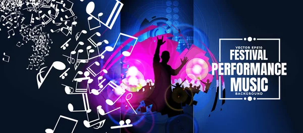 Nightlife Music Festival Concept Dancing People Music Festival — Vector de stock