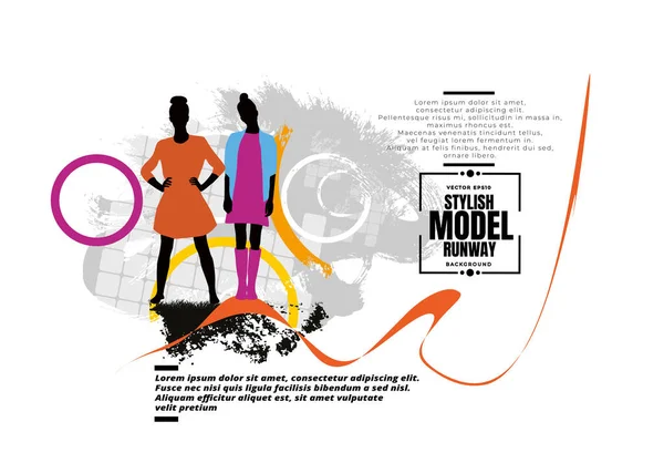 Modeblick Ung Kvinna Klädd Snygga Trendiga Kläder Vektorillustration — Stock vektor