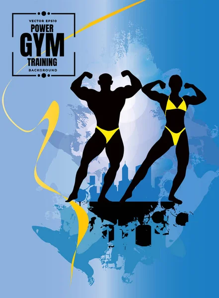 Illustration Active Young Body Builder Muscle People Vector Illustration — Stock Vector