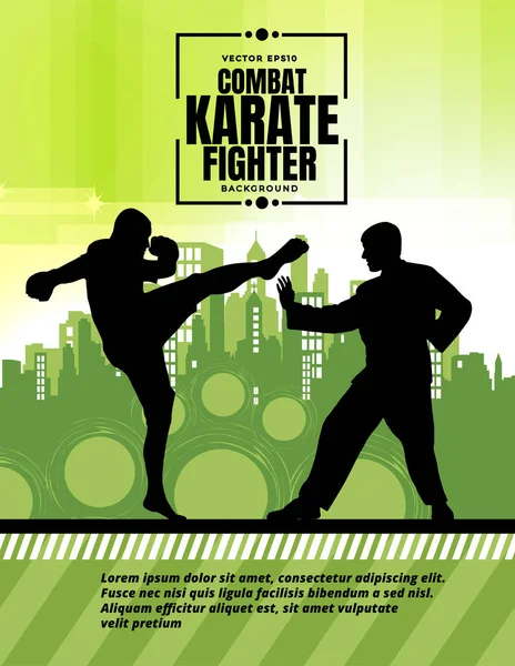 Jonge Mannelijke Karate Krijger Een Gezonde Levensstijl Krijgskunst Vector — Stockvector