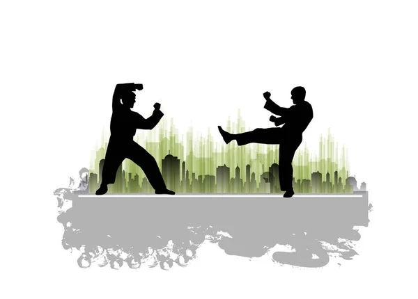 Karate Artes Marciales Patada Alta Ilustración Vectorial — Vector de stock
