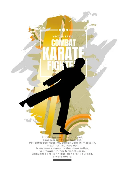 Joven Guerrero Karate Masculino Estilo Vida Saludable Artes Marciales Vector — Vector de stock