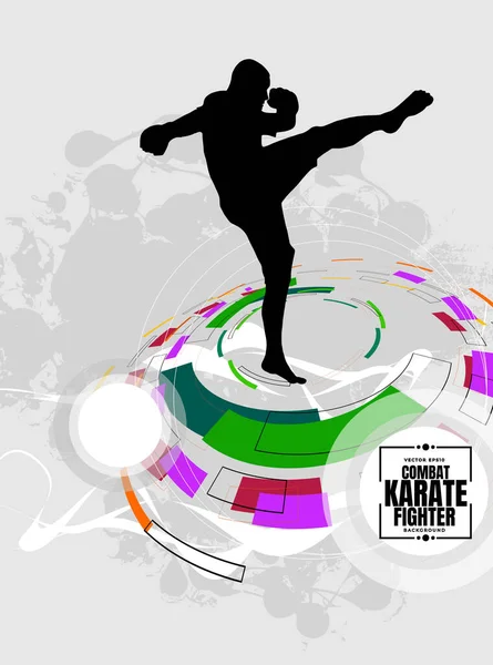 Joven Guerrero Karate Masculino Estilo Vida Saludable Artes Marciales Vector — Vector de stock
