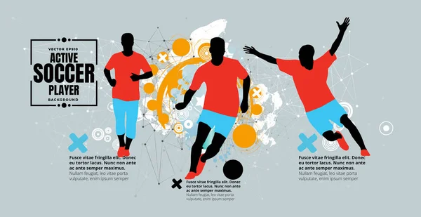 Fotbal Jucător Fotbal Acțiune Ilustrație Vectorială — Vector de stoc