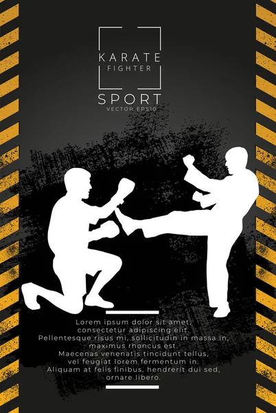 Mladý Bojovník Karate Sportovní Pozadí Připravené Pro Plakát Nebo Banner — Stockový vektor