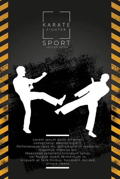 Νεαρός Πολεμιστής Καράτε Αθλητισμός Φόντο Έτοιμο Για Αφίσα Πανό Διάνυσμα — Διανυσματικό Αρχείο
