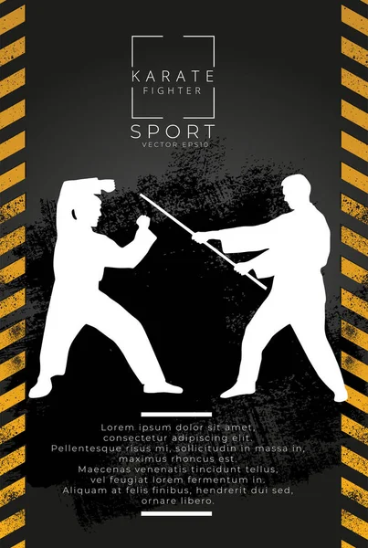 Jonge Mannelijke Karate Krijger Sport Achtergrond Klaar Voor Poster Banner — Stockvector