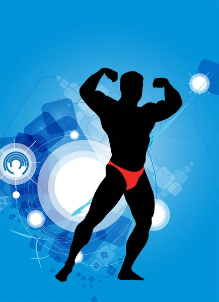 Illustration Active Young Body Builder Muscle People Vector — Stock Vector