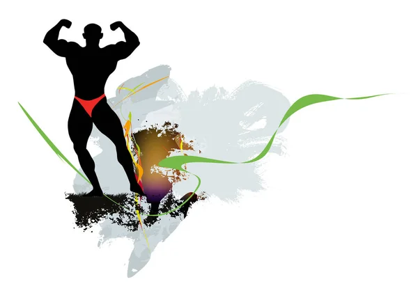 Illustration Aktiver Junger Bodybuilder Muskelmenschen Vektor — Stockvektor
