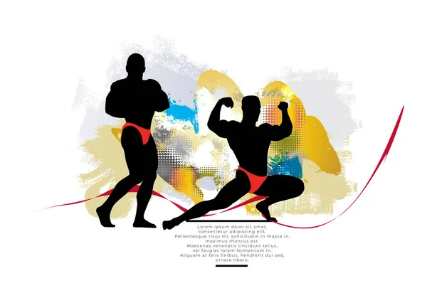 Illustration Aktiver Junger Bodybuilder Muskelmenschen Vektor — Stockvektor