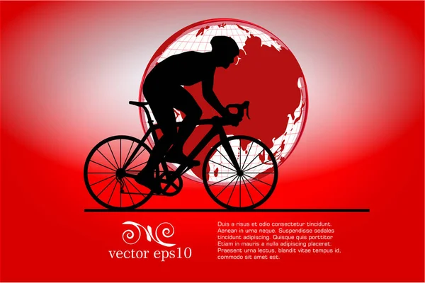 Active Young Person Riding Bike — Stock Vector