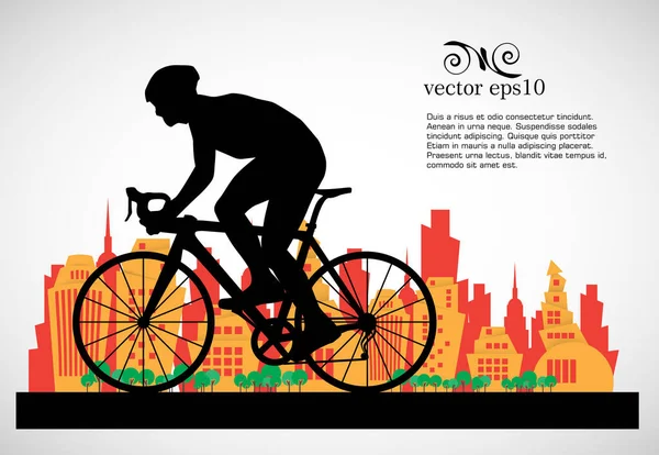 Joven Activo Bicicleta — Vector de stock