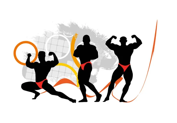 Active Young Strong Muscular People Abstract Background Vector — Stock Vector