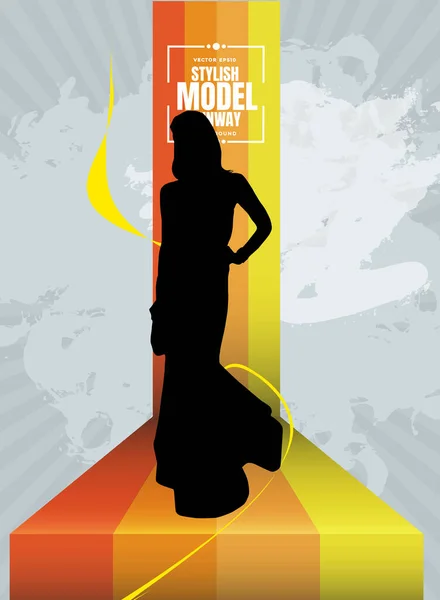 Silhouettes Vectorielles Femme Dans Des Vêtements Élégants Look Mode — Image vectorielle