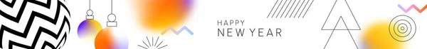 Feliz Año Nuevo Banner Web Ilustración Decoración Moderna Abstracta Borrosa — Vector de stock