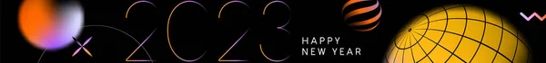 Поздравительная Открытка 2023 Года Изображением Современных Красочных Градиентных Безделушек Мягких — стоковый вектор