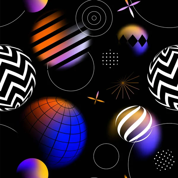 Moderne Abstracte Kunst Naadloze Patroon Illustratie Kleurrijke Geometrische Decoratie Zwarte — Stockvector