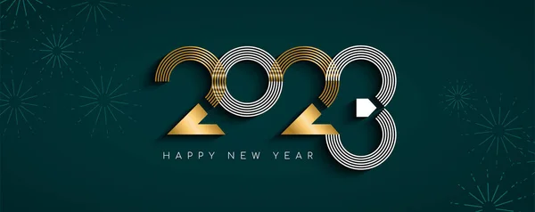 Feliz Año Nuevo Banner Medios Sociales Ilustración Del Moderno Cartel — Vector de stock