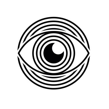 Göz ikonu vektörünü çember içine al. Asgari geometrik çizgi tarzında resimleme. Açık gözler denetim, arama işaretleri, görsel sanat, pazarlama vizyonu ve tıp konsepti.