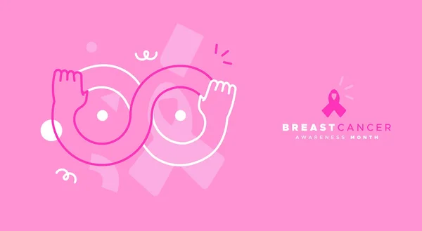 Breast Cancer Awareness Month Web Template Illustration Infinity Breasts Sign —  Vetores de Stock