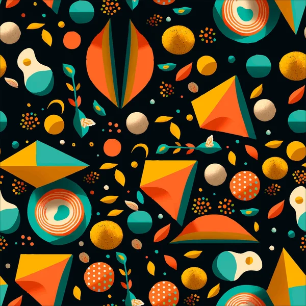 Kleurrijke Abstracte Moderne Naadloze Patroon Illustratie Veelkleurige Geometrische Vormen Eigentijdse — Stockvector