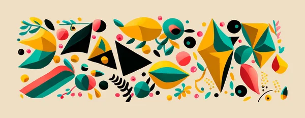 Kleurrijke Abstracte Moderne Banner Illustratie Veelkleurige Geometrische Vormen Eigentijdse Stijl — Stockvector