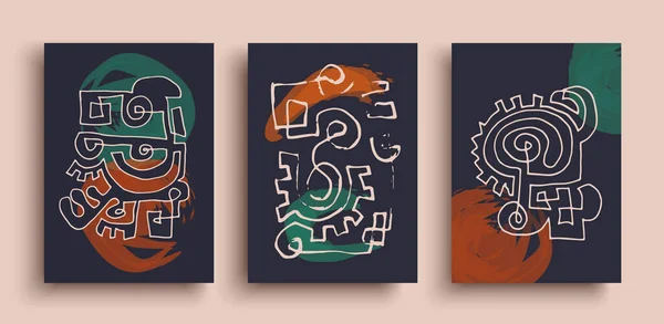 Sammlung Zeitgenössischer Plakate Der Abstrakten Linienkunst Matisse Inspirierte Formen Für — Stockvektor