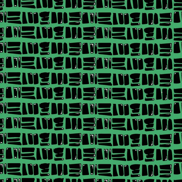 摘要说明无缝模式矢量设计 线条艺术风格元素在孤立的绿色背景 用于织物 墙纸和包装纸 — 图库矢量图片