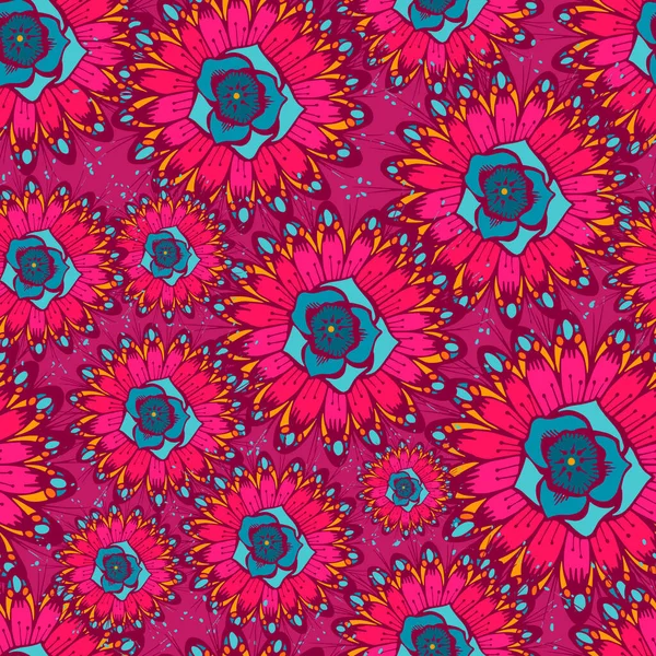 Flores Dibujado Mano Diseño Patrón Sin Costura Elementos Naturales Multicolores — Archivo Imágenes Vectoriales