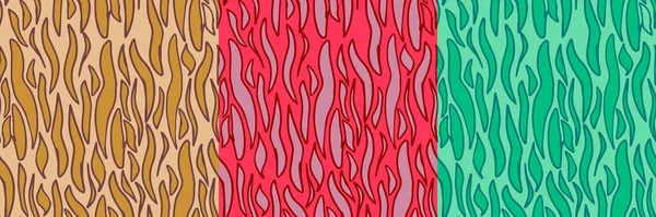 Αφηρημένα Κύματα Απρόσκοπτη Μοτίβο Σύνολο Διανυσματικό Σχεδιασμό Χειροποίητες Κυματιστές Φλόγες — Διανυσματικό Αρχείο