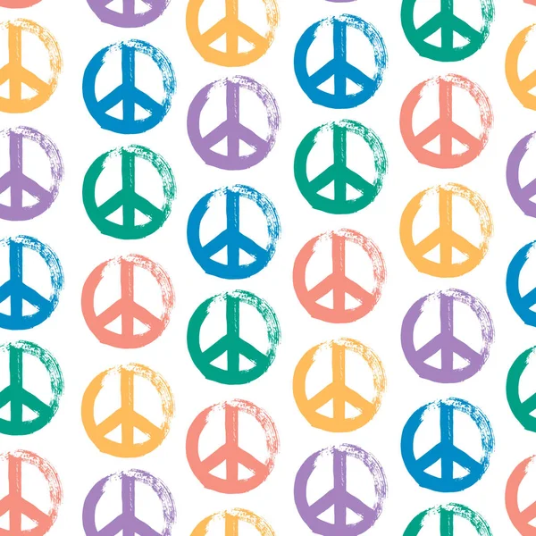 Peace Love Symbol Brushstroke Paint Seamless Pattern Illustration Circle Shape — Stock Vector