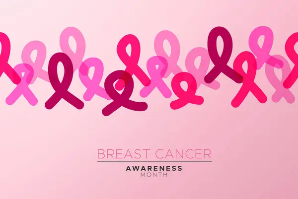 Breast Cancer Awareness Month Greeting Card Illustration Pink Ribbon Seamless Stock Illustration