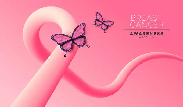 Imagen Tarjeta Mes Breast Cancer Awareness Estilo Abstracto Moderno Con Vector De Stock