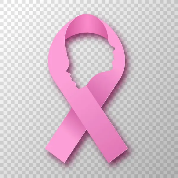Breast Cancer Awareness Vector Illustration Concept Papercut Pink Ribbon Woman Stock Illustration