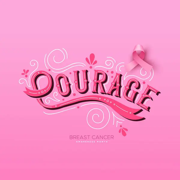 Breast Cancer Awareness Month Courage Lettering Quote Illustration Confidence Healing Royalty Free Stock Illustrations