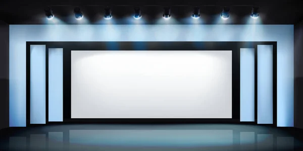 Sahnedeki Projeksiyon Ekranı Göster Reklam Için Boş Yer Sinemada Gösterim — Stok Vektör