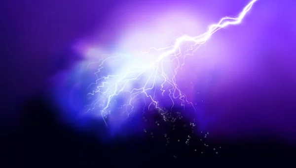 Lightning Thunderstorm Night Electrical Energy Light Effects Vector Illustration — Stockvektor