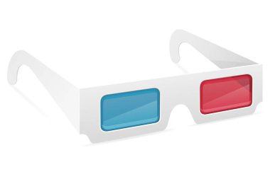 3D gözlük kağıt vektör illüstrasyon izole beyaz arka plan üzerinde
