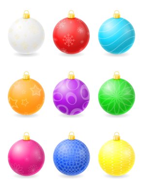 Beyaz arka plan üzerinde izole Noel topları hisse senedi vektör çizim