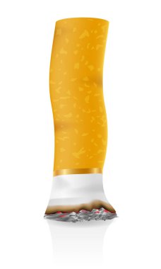 Sigara kalıntı hisse senedi vektör illüstrasyon izole beyaz arka plan üzerinde söndürüldü