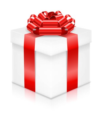 hediye kutusu beyaz arka plan üzerinde izole yay ve şerit hisse senedi vektör çizim ile