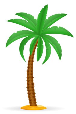 palmiye ağacı ve beyaz arka plan üzerinde izole dinlenme hisse senedi vektör çizim için aksesuarlar