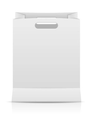 beyaz kağıt alışveriş çantası stok vektör çizimi arka planda izole