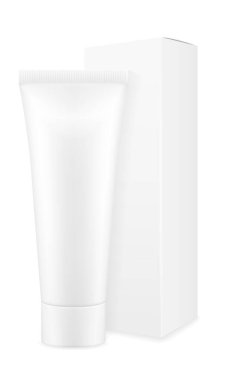 beyaz arka plan üzerinde izole tasarım stok vektör illüstrasyon için diş macunu boş şablon kutu ambalaj ve tüp
