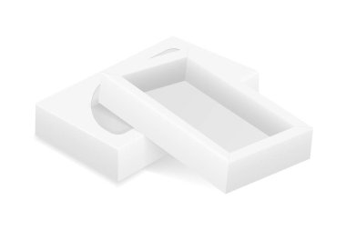 beyaz arka plan üzerinde izole tasarım stok vektör illüstrasyon için boş karton kutu ambalaj boş şablon