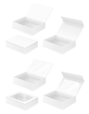 beyaz arka plan üzerinde izole tasarım stok vektör illüstrasyon için boş karton kutu ambalaj boş şablon