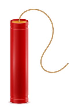 beyaz arka plan üzerinde izole bickford sigorta stok vektör illüstrasyon ile dinamit kırmızı sopa